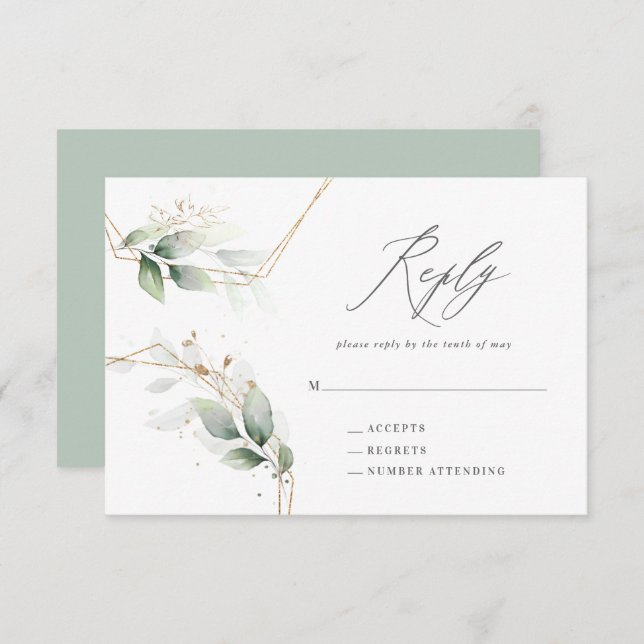 Aquarela eucalyptus gold resposta geométrica ao ca (Frente/Verso)