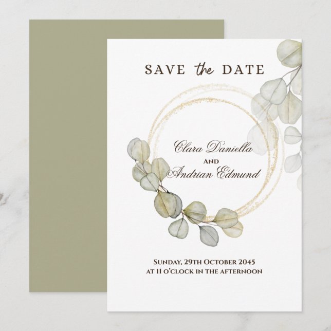 Aquarela Eucalyptus Salvar A Data (Frente/Verso)