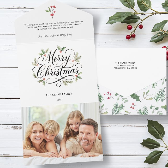 Aquarela Feliz Natal Script Botânico    (Criador carregado)