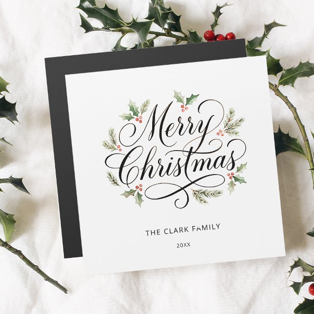Aquarela Feliz Natal Script Botânico    (Criador carregado)