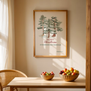 aquarela Feliz Poster de Saudações de Natal