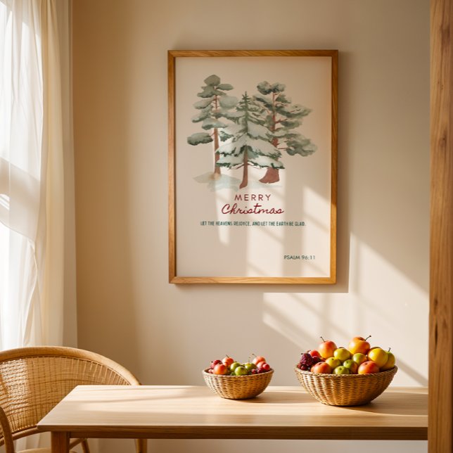 aquarela Feliz Poster de Saudações de Natal (Minimalist Watercolor Merry Christmas Print)