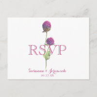 Aquarela Flor de Campo Rosa Opção de Menu RSVP Flo