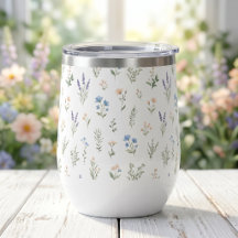 Aquarela Flor Silvestre Azul Lavanda Boho Casa de 