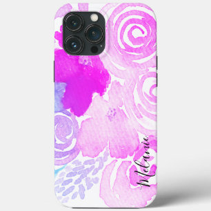 Aquarela Florais  Nome em Letra de Forma Rosa Bril