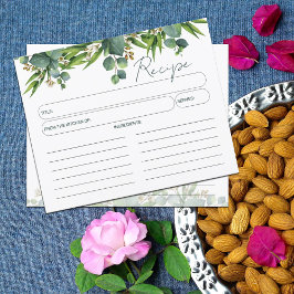 Aquarela Floral, Cartão de Receita de Cozinha