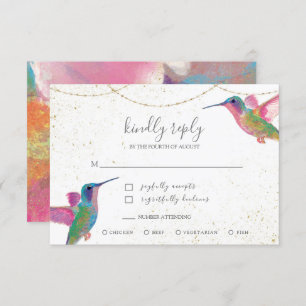 Aquarela Floral Hummingbird Dourado RSVP Colorida