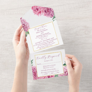 Aquarela Floral Rosa Crisântemo com Ouro