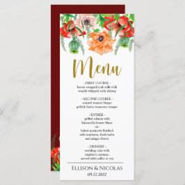 Aquarela Flores de Papoila Menu Janto Casamento