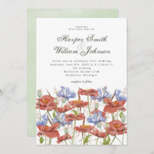 Aquarela flores de prado convite para casamento