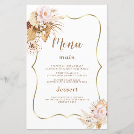 Aquarela Flores Pampas Grass Menu Casamento