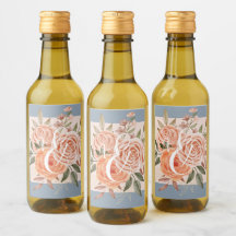 Aquarela Flores Rosas em Tons de Pêssego Azul Desb