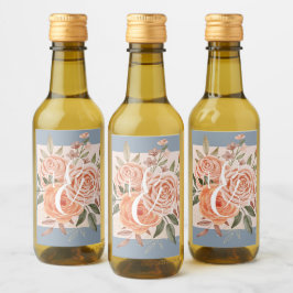 Aquarela Flores Rosas em Tons de Pêssego Azul Desb