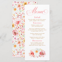 Aquarela Flores Selvagens Elegante Menu Casamento 