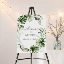 Aquarela Folhas Tropicais Verde Casamento