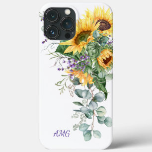 Aquarela Girassóis Eucalyptus Lavanda Floral C