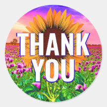 Aquarela Girassol - Adesivo Agradecimento Floral