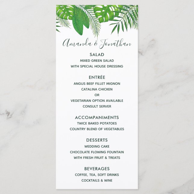 Aquarela Havaiana Aloha Luau Menu Casamento (Frente)
