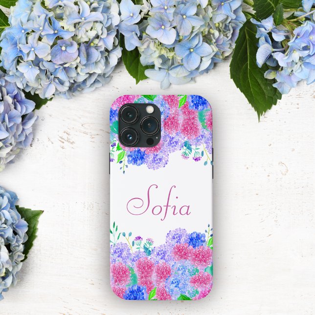 Aquarela Hortênsia Colorida Personalizada (Criador carregado)