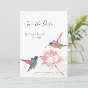 Aquarela Hummingbird com Peony Salvar Data