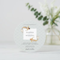 aquarela japonesa convite para casamento de peixe 