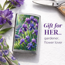 Aquarela Jardim de Íris Roxo Isqueiro Zippo