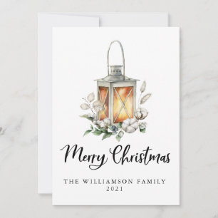 Aquarela Lanterna de Algodão Folhagem Natalina