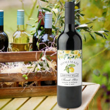 Aquarela Limão Floral Limoncello Rótulos de Frasco