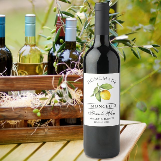 Aquarela Limão Limoncello Obrigados Rótulos de Fra (Customize to change text size, color or text style.)