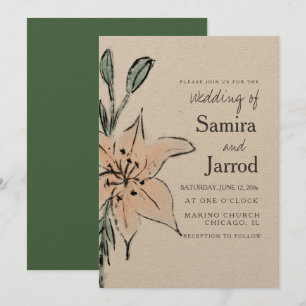 Aquarela Lírio Arte Floral Linha Casamento Kraft