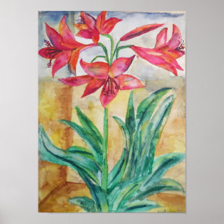 Aquarela Lírio Vermelho – Impressão de Arte de Par
