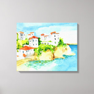 Aquarela litorânea cidade natal decor muro canvas 