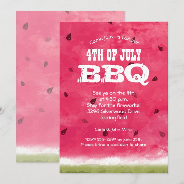 Aquarela Melancia 4 de julho (Frente/Verso)