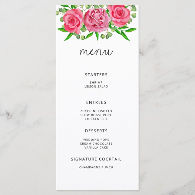 Aquarela menu floral minimalista elegante (Frente)