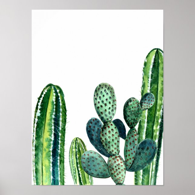 Aquarela Moderna Cactus Sudoeste Poster (Frente)