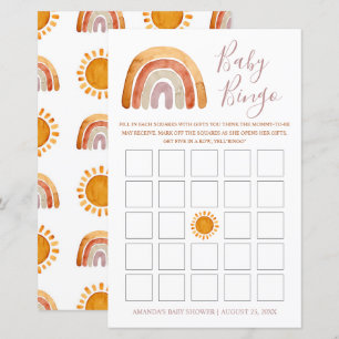 Aquarela Personalizada Boho Rainbow Baby Bingo