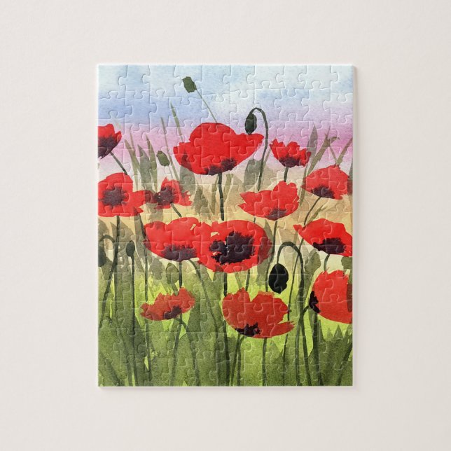 Aquarela "Poppies at Sunset" Quebra-cabeça (Vertical)
