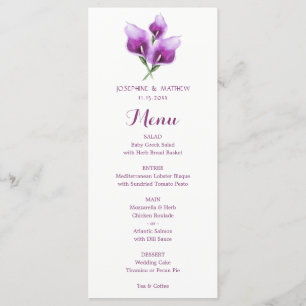 Aquarela Purple Calla Lily Floral Menu