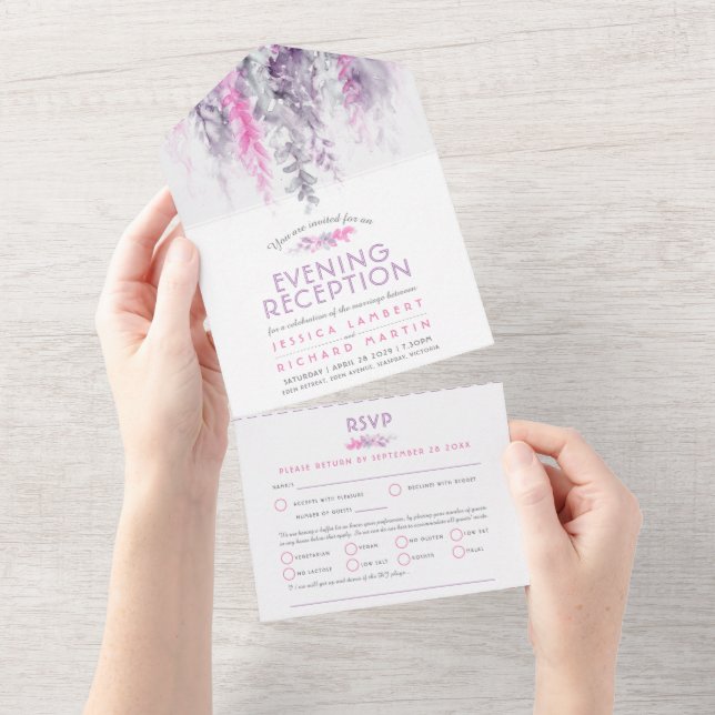 Aquarela recepção de casamento à noite rosa lindig (Aba destacável)
