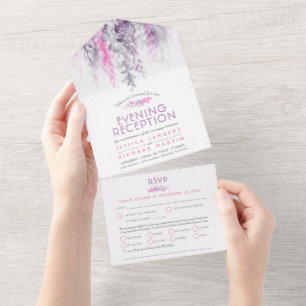 Aquarela recepção de casamento à noite rosa lindig