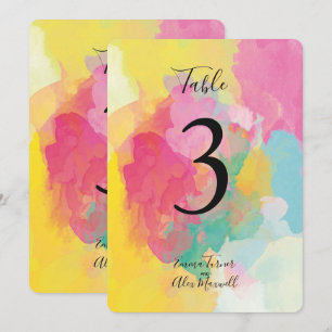 Aquarela Rosa Colorida Cartões de número de mesa