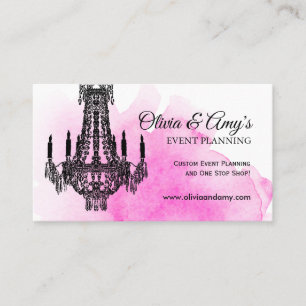 Aquarela rosa com Cartões de visitas de candelabro