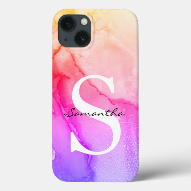 Aquarela Rosa Roxo Monogramada  (Verso)