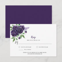 Aquarela Rosas Roxas Folhagem RSVP