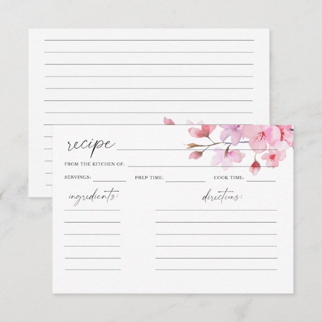Aquarela Sakura - cartão de receita (Frente/Verso)