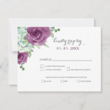 aquarela suculente ameixa rosa casamento rsvp