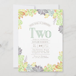 Aquarela Suculente | Convite de Festa de aniversár