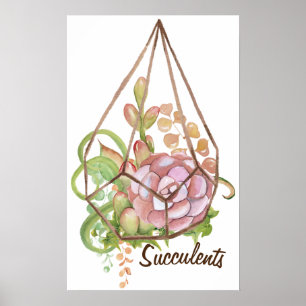 Aquarela Sucultiva Terrarium Poster