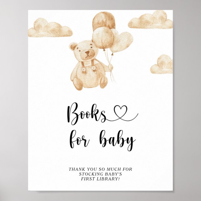 Aquarela Urso de Teddy, livros para poster bebê (Frente)