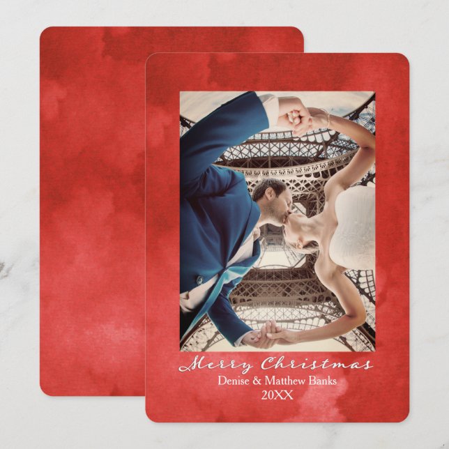 Aquarela Valiant Poppy. Cartão de Natal Elegante (Frente/Verso)